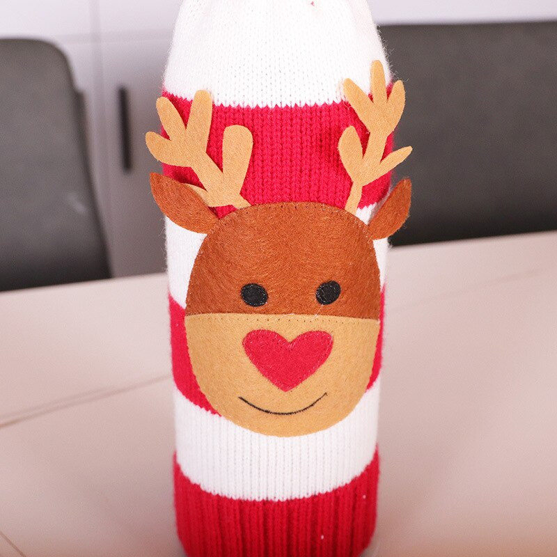 raudono vyno butelio maišelis vyno rankovė sniego senelis Megztas vyno maišelio butelio papuošimas Kalėdų šampano papuošalai drobės vyno baro krepšys