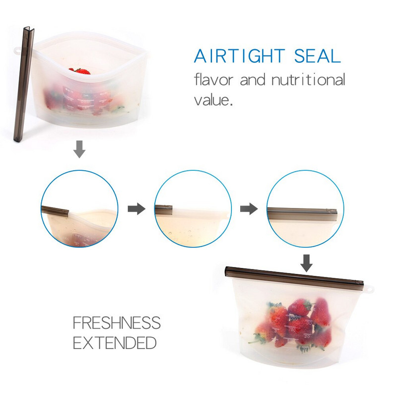 1500ml a 1000ml opakovane použiteľné silikónové vrecká na potraviny | NAJLEPŠIE na sendviče, tekutiny, desiatu, obed, ovocie, mrazničku, vzduchotesné tesnenie