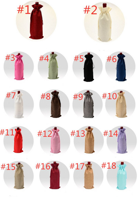 Lanene vrećice za vino Vrećica za pakiranje boca šampanjca i crnog vina Vrećica za svadbene zabave Vrećice s uzicom za vino Poklon torbica