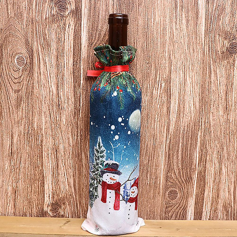 10 ks, kryt na fľaše vína, vrecko na víno, dekorácia jedálenského stola s motívom Santa Clausa, vianočné dekorácie do domácnosti, 1 ks, nový rok 2020, Vianoce.