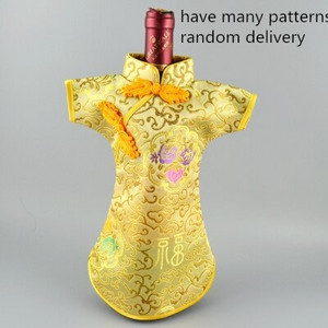 10 ks luxusných čínskych šiat z hodvábneho brokátu, kryty na fľaše vína, vrecko na prach 750 ml, baliace vrecká, vianočné dekorácie na svadobný stôl