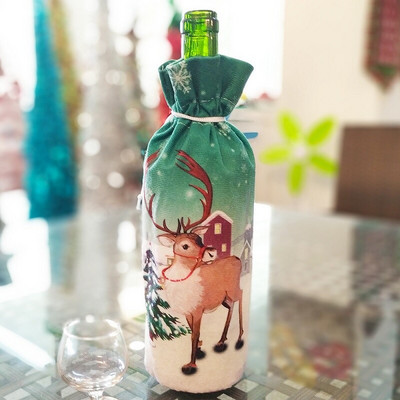 30 ks/lot vianočných krytov na fľaše červeného vína, vrecka na fľaše šampanského, vianočných dekorácií do domácnosti, kuchyne a reštaurácie.