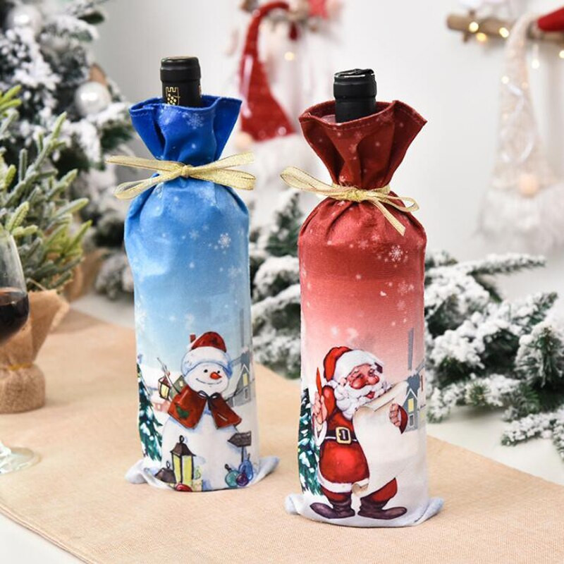 30 ks/lot vianočných krytov na fľaše červeného vína, vrecka na fľaše šampanského, vianočných dekorácií do domácnosti, kuchyne a reštaurácie.