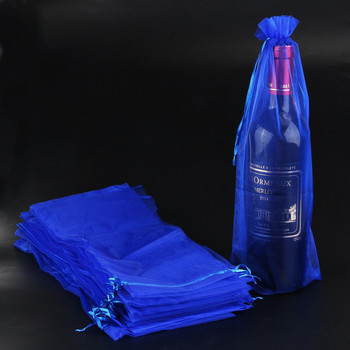 20 бр. Sheer Organza Wine Bottle Cover Wrap Подаръчни торбички тюл прозрачна чанта за опаковане на червено вино Празнична украса за вечеря