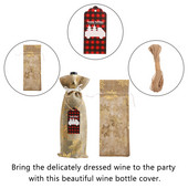 Set de pungi cadou buchet de șampanie, etichetă de ștanțare la cald, pungă de vin, capac pentru sticla de vin de Crăciun, set de pungi pentru sticlă de vin, curea
