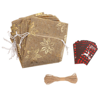 Set de pungi cadou buchet de șampanie, etichetă de ștanțare la cald, pungă de vin, capac pentru sticla de vin de Crăciun, set de pungi pentru sticlă de vin, curea