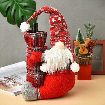 Сладък дизайн на Дядо Коледа Капак за бутилка вино Весела Коледа Творчески капак за бутилка шампанско с безлична кукла Декорации за маса