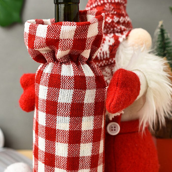 Χαριτωμένο κάλυμμα μπουκαλιού κρασιού με σχέδιο Άγιος Βασίλης Καλά Χριστούγεννα Δημιουργικό κάλυμμα μπουκαλιού σαμπάνιας με διακοσμητικά τραπεζιού κούκλας χωρίς πρόσωπο