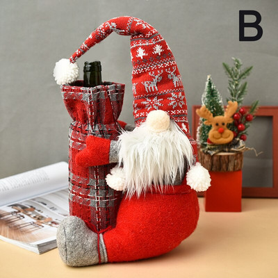 Husă creativă pentru sticle de vin Moș Crăciun Papușă cu șampanie Decor de Anul Nou Papușă fără chip Husa pentru sticle de vin 2022 Nou