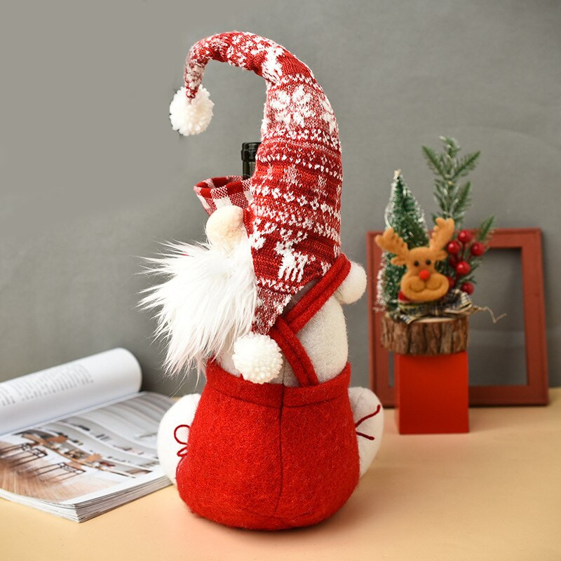 Husă creativă pentru sticle de vin Moș Crăciun Papușă cu șampanie Decor de Anul Nou Papușă fără chip Husa pentru sticle de vin 2022 Nou