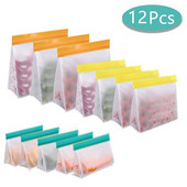 Pungi reutilizabile pentru congelator de prânz Saci de depozitare a alimentelor în picioare Organizator de bucătărie Saci de păstrare în stare proaspătă Saci de depozitare din silicon