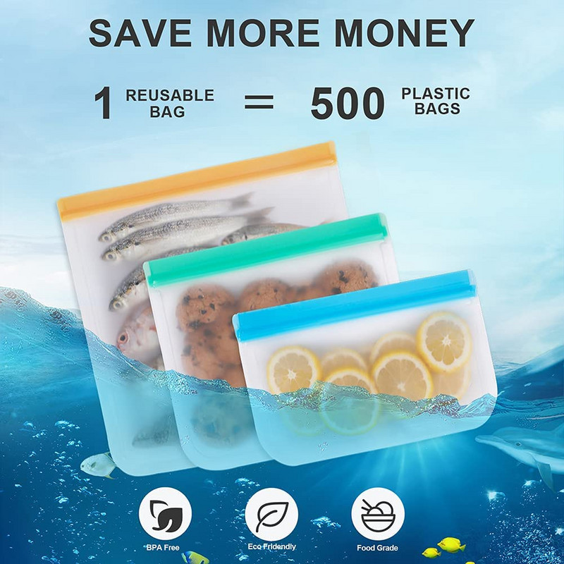 BEEMAN 12 ks silikónové vrecko na zips PEVA silikónové nádoby na skladovanie potravín nepriepustné opakovane použiteľné uzatváracie vrecko čerstvé vrecko na skladovanie potravín