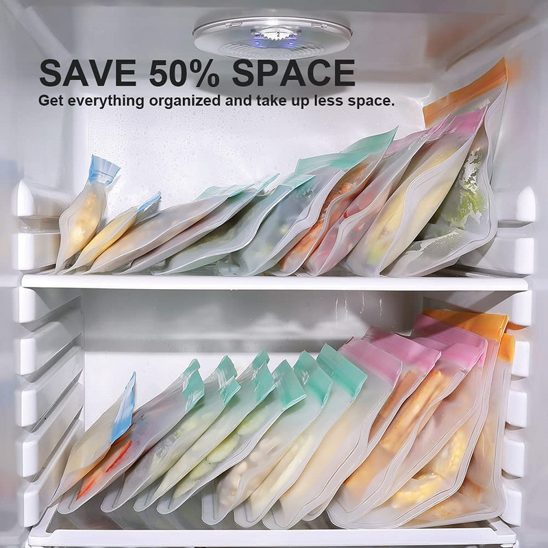 BEEMAN 12 ks silikónové vrecko na zips PEVA silikónové nádoby na skladovanie potravín nepriepustné opakovane použiteľné uzatváracie vrecko čerstvé vrecko na skladovanie potravín