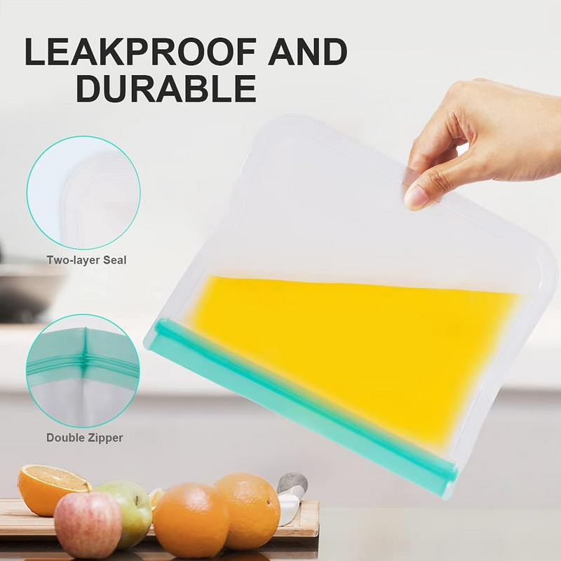 BEEMAN 12 ks silikónové vrecko na zips PEVA silikónové nádoby na skladovanie potravín nepriepustné opakovane použiteľné uzatváracie vrecko čerstvé vrecko na skladovanie potravín