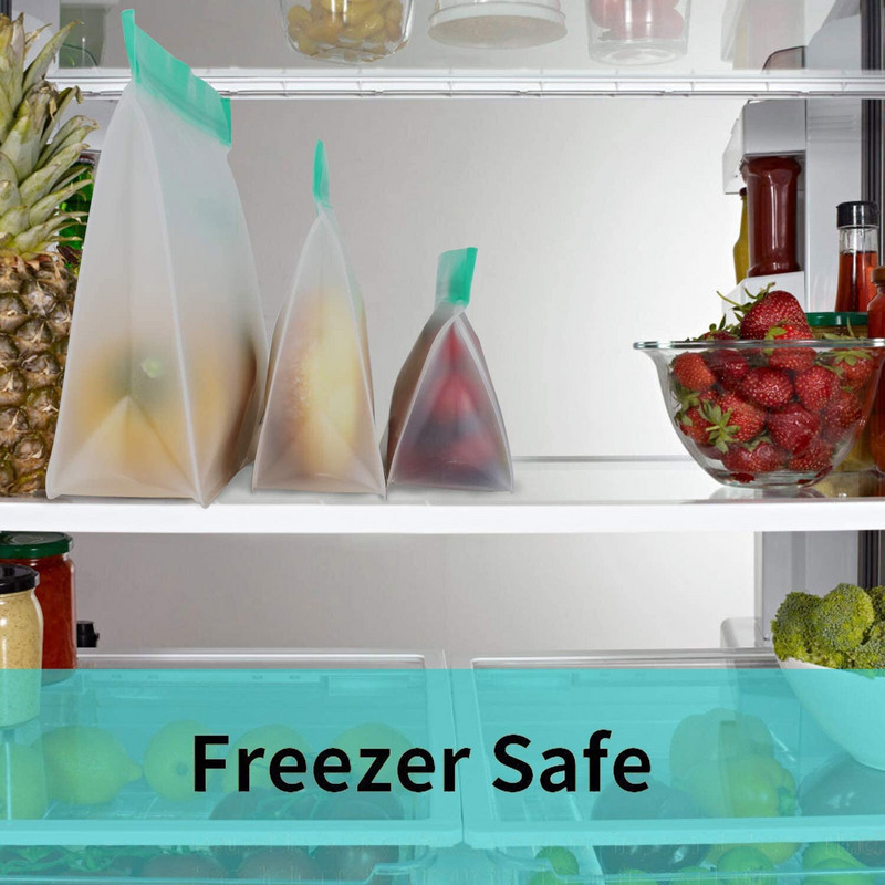 6 bucăți saci reutilizabile pentru depozitarea alimentelor, cu fermoar, cu fermoar, pungă pentru gustări, pungă pentru congelare, sac pentru legume proaspete, organizator pentru frigider, accesorii de bucătărie