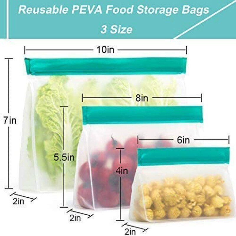 6 bucăți saci reutilizabile pentru depozitarea alimentelor, cu fermoar, cu fermoar, pungă pentru gustări, pungă pentru congelare, sac pentru legume proaspete, organizator pentru frigider, accesorii de bucătărie