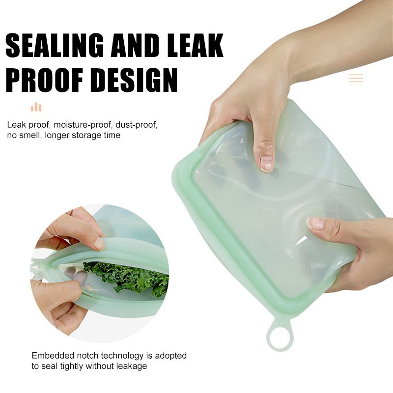 Silikónové vrecká na opakované použitie, nepriepustné, ľahko čistiteľné, na potraviny, občerstvenie, skladovanie ovocia do kuchyne, PR výpredaj