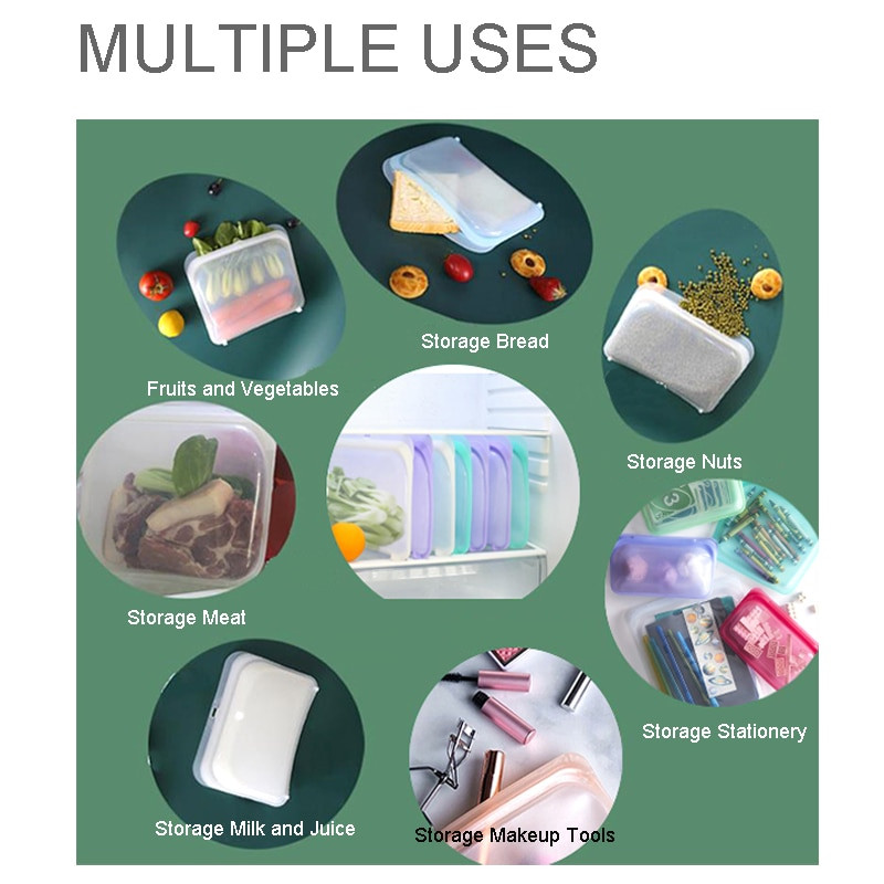 Silikónové vrecko na potraviny BEEMAN, opakovane použiteľné nádoby na potraviny, nepriepustné stojace vrecko so zipsom, čerstvé vrecko, čerstvý obal