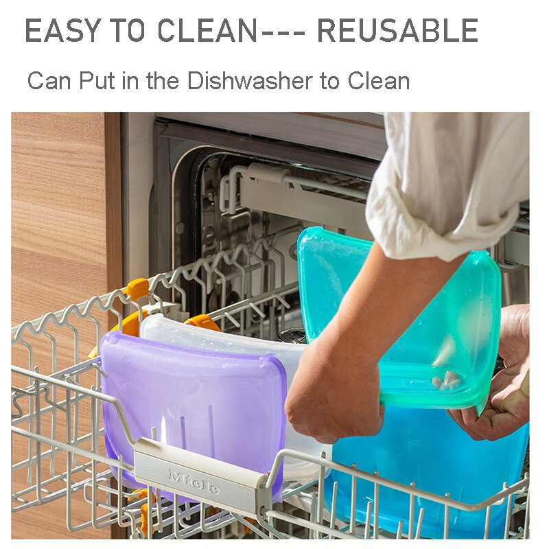 Silikónové vrecko na potraviny BEEMAN, opakovane použiteľné nádoby na potraviny, nepriepustné stojace vrecko so zipsom, čerstvé vrecko, čerstvý obal