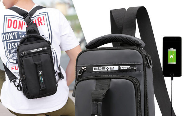 Tekstila vīriešu soma, ko var nēsāt kā mugursomu