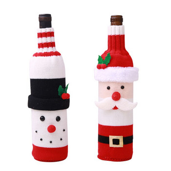 Коледен снежен човек Бутилка за вино Практичен плетен калъф за бутилка вино Дядо Коледа Семейна маса за хранене Торба за вино Домашно парти Орнамент