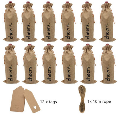 12 ks vrecko na fľaše vína so sťahovacou šnúrkou, kryty fliaš, opakovane použiteľné balenie fliaš, darčekové balenie, tašky na víno