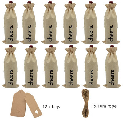 12 ks vrecko na fľaše vína so sťahovacou šnúrkou, kryty fliaš, opakovane použiteľné balenie fliaš, darčekové balenie, tašky na víno