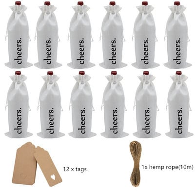 12 ks vrecko na fľaše vína so sťahovacou šnúrkou, kryty fliaš, opakovane použiteľné balenie fliaš, darčekové balenie, tašky na víno