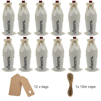 12 ks vrecko na fľaše vína so sťahovacou šnúrkou, kryty fliaš, opakovane použiteľné balenie fliaš, darčekové balenie, tašky na víno