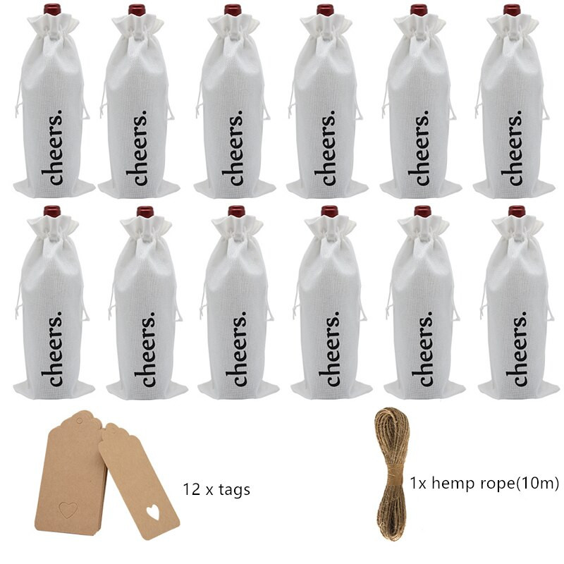 12 ks vrecko na fľaše vína so sťahovacou šnúrkou, kryty fliaš, opakovane použiteľné balenie fliaš, darčekové balenie, tašky na víno