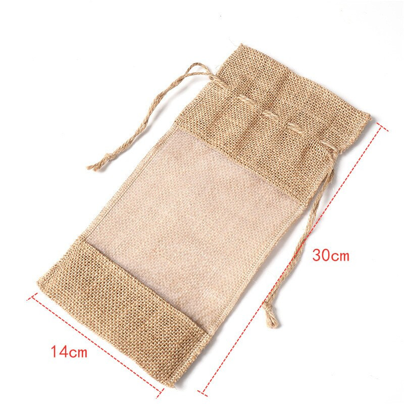 14x30cm võrgust veinikotid Šampanjapudeli kaaned Kingitus kuivatatud puuviljade pakkimine Pingutusnööriga kott Pulmapeo kaunistus Kodutarvikud