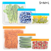 3 TK (S+M+L) silikoonist toidu säilituskotid Korduvkasutatavad lukuga kotid Lekkekindel sügavkülmkott puu- ja juurviljade jaoks, toiduainete säilituskonteinerid