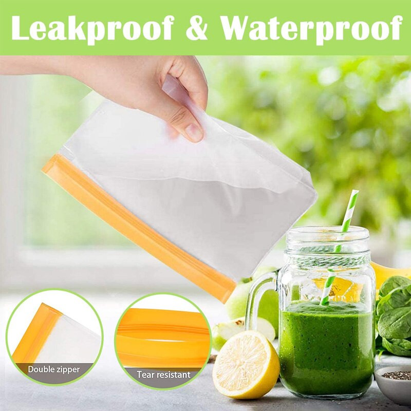 3 TK (S+M+L) silikoonist toidu säilituskotid Korduvkasutatavad lukuga kotid Lekkekindel sügavkülmkott puu- ja juurviljade jaoks, toiduainete säilituskonteinerid