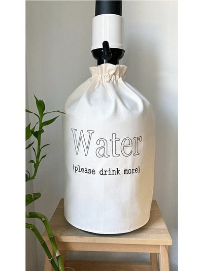 Odolný štýlový dizajn, čierny krémový ľanový kryt na demižón s riasiacim zariadením, kryt na demižón v kuchynskom dizajne, kryt na nádobu na vodu, kryt na dávkovač vody, sklenený demižón, ochranný, jutová látka, dekoračná slamená látka