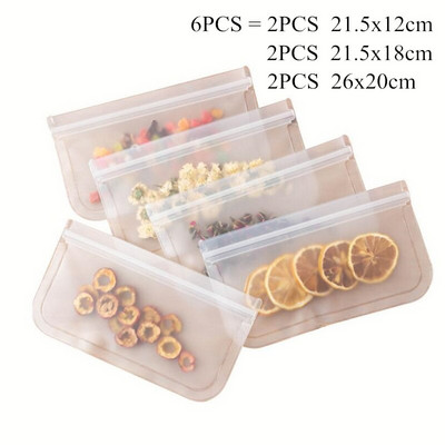 10 ks/sada silikónových vreciek na potraviny, opakovane použiteľné vrecko na uchovávanie čerstvosti ovocia a zeleniny, uzavreté vrecko, nepriepustné vrecko na skladovanie potravín so zipsom