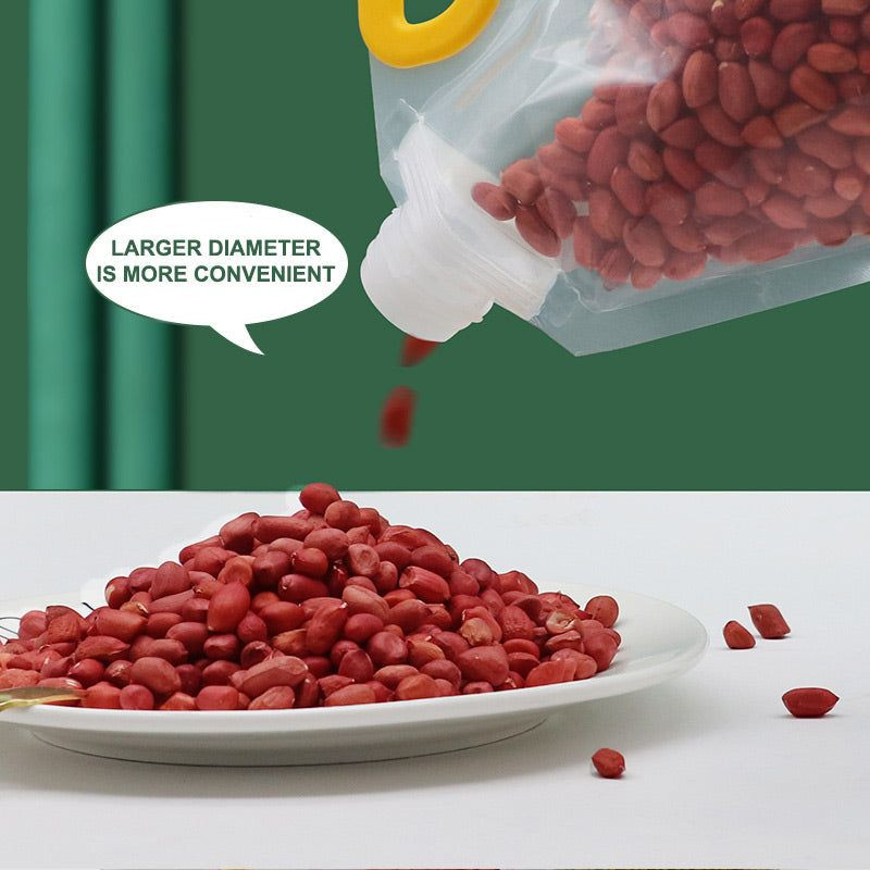 10 kusov zrna, vlhkosť odolné uzavreté vrecko, hmyzu odolné priehľadné zahustené vrecko na skladovanie ryže s orechmi a tryskou