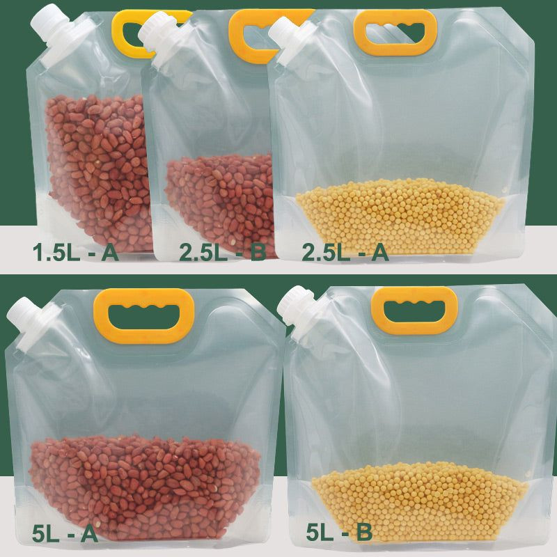 10 kusov zrna, vlhkosť odolné uzavreté vrecko, hmyzu odolné priehľadné zahustené vrecko na skladovanie ryže s orechmi a tryskou