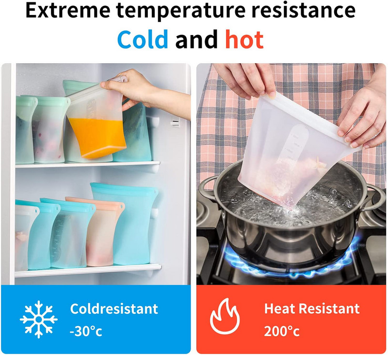 Silikonska vrećica za pohranu Vrećica za višekratnu upotrebu svježe hrane Kuhinjski hladnjak Voće Povrće Meso Vreća za pohranu u hladnjaku