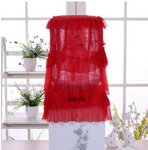 Το νέο κάλυμμα νερού δύο τεμαχίων κάλυμμα σκόνης οικιακού σαλονιού Κορεατικού ευρωπαϊκού στυλ ύφασμα δαντέλας κάθετο βαρέλι κόκκινο