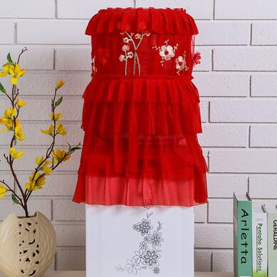 Το νέο κάλυμμα νερού δύο τεμαχίων κάλυμμα σκόνης οικιακού σαλονιού Κορεατικού ευρωπαϊκού στυλ ύφασμα δαντέλας κάθετο βαρέλι κόκκινο