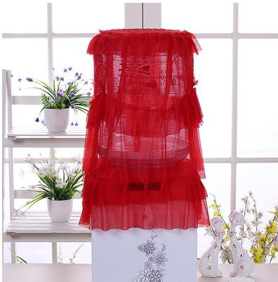 Το νέο κάλυμμα νερού δύο τεμαχίων κάλυμμα σκόνης οικιακού σαλονιού Κορεατικού ευρωπαϊκού στυλ ύφασμα δαντέλας κάθετο βαρέλι κόκκινο