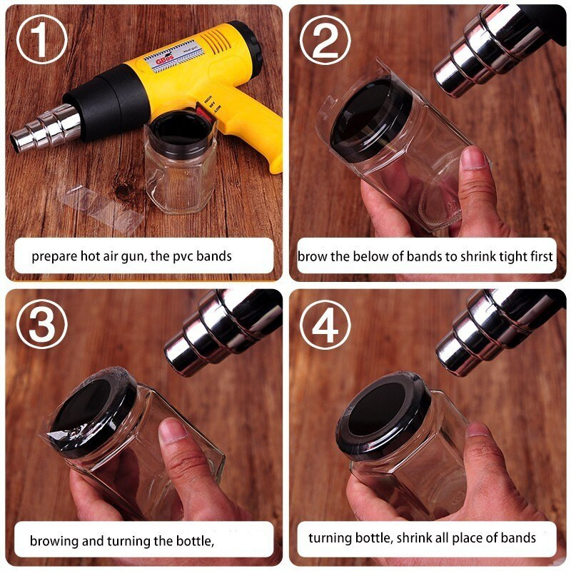 200 kom/lot Pvc prozirne termoskupljajuće trake Warp film za Essention čepove boca, AL staklenke, boce, tube, sprej za parfeme