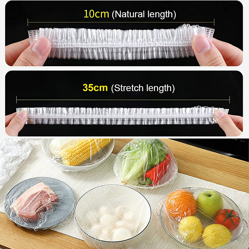 100 ks vreciek na uchovávanie čerstvých potravín, zahusťovacie obaly na potraviny, opakovane použiteľné kryty misiek, elastické viečka na nádoby na potraviny, elastické kryty na skladovanie potravín