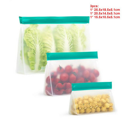 Saci reutilizabile pentru depozitarea alimentelor Saci PEVA cu fermoar Saci pentru gustare Saci pentru sandvici Saci pentru congelator rezistent la scurgeri pentru bucatarie Carne Fructe Legume Prânz