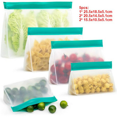 Saci reutilizabile pentru depozitarea alimentelor Saci PEVA cu fermoar Saci pentru gustare Saci pentru sandvici Saci pentru congelator rezistent la scurgeri pentru bucatarie Carne Fructe Legume Prânz