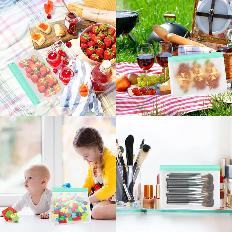 Saci reutilizabile pentru depozitarea alimentelor Saci PEVA cu fermoar Saci pentru gustare Saci pentru sandvici Saci pentru congelator rezistent la scurgeri pentru bucatarie Carne Fructe Legume Prânz