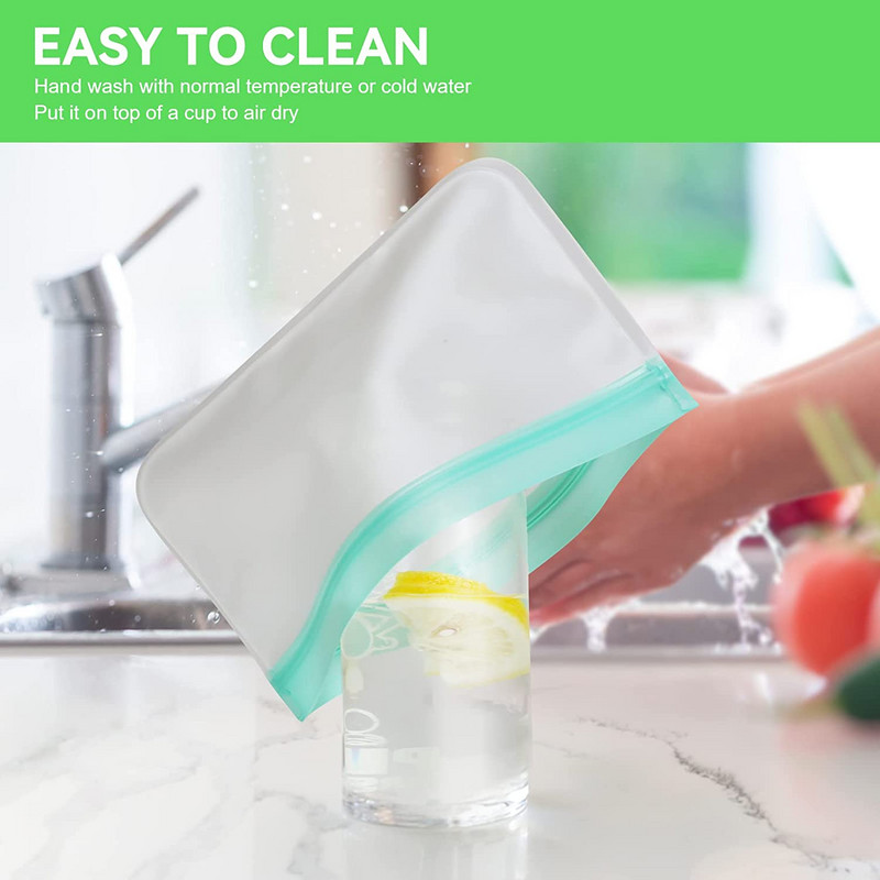 Saci reutilizabile pentru depozitarea alimentelor Saci PEVA cu fermoar Saci pentru gustare Saci pentru sandvici Saci pentru congelator rezistent la scurgeri pentru bucatarie Carne Fructe Legume Prânz