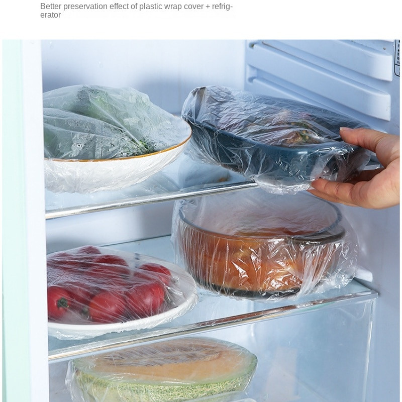 Kryt na uchovávanie čerstvosti, zvyšky jedla, kryt na misku, elastická fólia na ústa, kryt na misku, domácnosť, 100 ks strečovej fólie