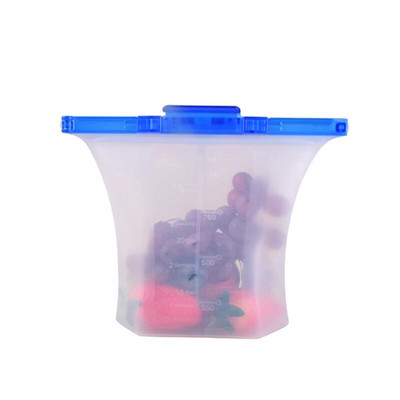 Najnovšie jednokrokové uzamykateľné nepriepustné silikónové vrecko na potraviny, kontajnery na sendviče, tekuté občerstvenie, ovocie, opakovane použiteľné silikónové vrecko na potraviny