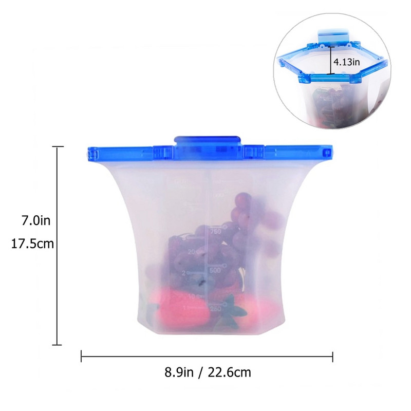Najnovšie jednokrokové uzamykateľné nepriepustné silikónové vrecko na potraviny, kontajnery na sendviče, tekuté občerstvenie, ovocie, opakovane použiteľné silikónové vrecko na potraviny